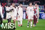 11.03.2025, Fussball UEFA Champions League 2024/2025, Achtelfinale, Bayer 04 Leverkusen - FC Bayern Mnchen, in der BayArena, Dayot Upamecano (FC Bayern Mnchen), Jamal Musiala (FC Bayern Mnchen), Hiroki Ito (FC Bayern Mnchen)


