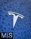 12.03.2025, Trkheim im Unterallgu, TESLA-Model 3, auf der nassen Motorhaube das Tesla-Firmen-Logo zu sehen.    