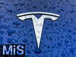 12.03.2025, Trkheim im Unterallgu, TESLA-Model 3, auf der nassen Motorhaube das Tesla-Firmen-Logo zu sehen.    