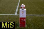 01.03.2025, Fussball Admiral 2.Liga sterreich 2024/2025, SW Bregenz - FC Liefering, in Bregenz im ImmoAgentur Stadion, Der offizielle Spielball von Derbystar liegt auf der Stele bereit.