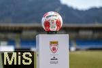 01.03.2025, Fussball Admiral 2.Liga sterreich 2024/2025, SW Bregenz - FC Liefering, in Bregenz im ImmoAgentur Stadion, Der offizielle Spielball von Derbystar liegt auf der Stele bereit.