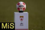 01.03.2025, Fussball Admiral 2.Liga sterreich 2024/2025, SW Bregenz - FC Liefering, in Bregenz im ImmoAgentur Stadion, Der offizielle Spielball von Derbystar liegt auf der Stele bereit.