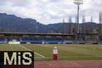 01.03.2025, Fussball Admiral 2.Liga sterreich 2024/2025, SW Bregenz - FC Liefering, in Bregenz im ImmoAgentur Stadion, Der offizielle Spielball von Derbystar liegt auf der Stele bereit.