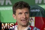 04.04.2025, Fussball 1. Bundesliga 2024/2025, 28. Spieltag, FC Augsburg - FC Bayern Mnchen, in der WWK-Arena Augsburg, Thomas Mller (FC Bayern Mnchen) 