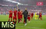 03.05.2025, Fussball 1. Bundesliga 2024/2025, 32. Spieltag, RB Leipzig - FC Bayern Mnchen, in der Red Bull Arena Leipzig, die Bayernspieler nach dem Spiel. Joao Palhinha (FC Bayern Mnchen), Joshua Kimmich (FC Bayern Mnchen), Torwart Manuel Neuer (FC Bayern Mnchen), Thomas Mller (FC Bayern Mnchen) 