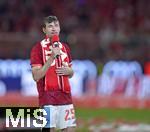 10.05.2025, Fussball 1. Bundesliga 2024/2025, 33. Spieltag,  FC Bayern Mnchen - Borussia Mnchengladbach, in der Allianz-Arena Mnchen. Thomas Mller (FC Bayern Mnchen) hlt eine Abschiedsrede.

