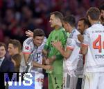 10.05.2025, Fussball 1. Bundesliga 2024/2025, 33. Spieltag,  FC Bayern Mnchen - Borussia Mnchengladbach, in der Allianz-Arena Mnchen. v.l. Thomas Mller (FC Bayern Mnchen), Torwart Manuel Neuer (FC Bayern Mnchen), Joao Palhinha (FC Bayern Mnchen) und Josip Stanisic (Bayern Mnchen) 