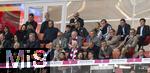 10.05.2025, Fussball 1. Bundesliga 2024/2025, 33. Spieltag,  FC Bayern Mnchen - Borussia Mnchengladbach, in der Allianz-Arena Mnchen.  Ehrentribne mit Ehren-Prsident Uli Hoene (FC Bayern Mnchen, Hoeness), Ex-Vorstandsvorsitzender Karl-Heinz Rummenigge (FC Bayern Mnchen), Karl Hopfner,  Geschftsfhrer Michael Diederich (FC Bayern Mnchen), Sportvorstand Max Eberl (Bayern Mnchen), DFL-Geschftsfhrer Steffen Merkel (re. oben) und Marc Lenz (links daneben).