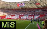 10.05.2025, Fussball 1. Bundesliga 2024/2025, 33. Spieltag,  FC Bayern Mnchen - Borussia Mnchengladbach, in der Allianz-Arena Mnchen. Fanchoreografie der Sdkurve fr den scheidenden Thomas Mller (FC Bayern Mnchen) beim Einlaufen der Spieler.