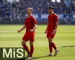 17.05.2025, Fussball 1. Bundesliga 2024/2025, 34. Spieltag,  TSG 1899 Hoffenheim - FC Bayern M�nchen, In der Pre-Zero-Arena Sinsheim. v.li: Torjubel Joshua Kimmich (FC Bayern M�nchen) mit Aleksandar Pavlovic (Bayern M�nchen)  