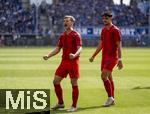 17.05.2025, Fussball 1. Bundesliga 2024/2025, 34. Spieltag,  TSG 1899 Hoffenheim - FC Bayern M�nchen, In der Pre-Zero-Arena Sinsheim. v.li: Torjubel Joshua Kimmich (FC Bayern M�nchen) mit Aleksandar Pavlovic (Bayern M�nchen)  