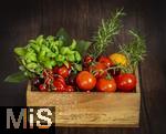 19.05.2025,  Tomaten-Kiste mit Basilikum und Rosmarin-Kruter.