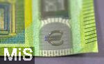 20.05.2025, Deutschland, Geldscheine, 100 Euro-Schein,  Das Hologram mit dem EURO-Zeichen.