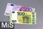 20.05.2025, Deutschland, Geldscheine, 100er und 500 Euro-Schein, Der 500-Euro-Schein wurde 2018 von der EZB eingestellt, 