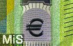 20.05.2025, Deutschland, Geldscheine, 100 Euro-Schein,  Das Hologram mit dem EURO-Zeichen.