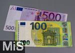 20.05.2025, Deutschland, Geldscheine, 100er und 500 Euro-Schein, Der 500-Euro-Schein wurde 2018 von der EZB eingestellt, 