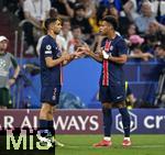 31.05.2025,  Fussball UEFA Championsleague Finale 2025:  Paris St. Germain - Inter Mailand, in der Allianz-Arena Mnchen.   Torjubel v.l.  Achraf Hakimi (FC Paris Saint-Germain) und Desire Doue (FC Paris Saint-Germain) 
  

