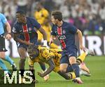 31.05.2025,  Fussball UEFA Championsleague Finale 2025:  Paris St. Germain - Inter Mailand, in der Allianz-Arena Mnchen.   v.l. Willian Pacho (FC Paris Saint-Germain) gegen Marcus Thuram (Inter Mailand) 
  

