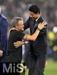 31.05.2025,  Fussball UEFA Championsleague Finale 2025:  Paris St. Germain - Inter Mailand, in der Allianz-Arena Mnchen.   Prsident Nasser Al-Khelaifi  (FC Paris Saint-Germain) jubelt mit Trainer Luis Enrique (FC Paris Saint-Germain)   
  

