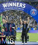 31.05.2025,  Fussball UEFA Championsleague Finale 2025:  Paris St. Germain - Inter Mailand, in der Allianz-Arena Mnchen. Siegerehrung des Championsleague-Siegers Paris St. Germaine, Trainer Luis Enrique (FC Paris Saint-Germain) jubelt.