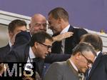 31.05.2025,  Fussball UEFA Championsleague Finale 2025:  Paris St. Germain - Inter Mailand, in der Allianz-Arena Mnchen. li: Gianni Infantino (FIFA-Prsident), UEFA Prsident Aleksander Ceferin im Gesprch.