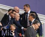 31.05.2025,  Fussball UEFA Championsleague Finale 2025:  Paris St. Germain - Inter Mailand, in der Allianz-Arena Mnchen. li: Gianni Infantino (FIFA-Prsident), UEFA Prsident Aleksander Ceferin im Gesprch.