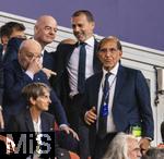31.05.2025,  Fussball UEFA Championsleague Finale 2025:  Paris St. Germain - Inter Mailand, in der Allianz-Arena Mnchen. li: Gianni Infantino (FIFA-Prsident), UEFA Prsident Aleksander Ceferin im Gesprch.