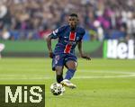 31.05.2025,  Fussball UEFA Championsleague Finale 2025:  Paris St. Germain - Inter Mailand, in der Allianz-Arena Mnchen.  Nuno Mendes (FC Paris Saint-Germain) am Ball 