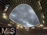 04.06.2025, Fussball UEFA Nations League 2024/25,  Halbfinale, Deutschland - Portugal, in der Allianz-Arena Mnchen. Unwetter ber dem Stadion