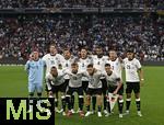 04.06.2025, Fussball UEFA Nations League 2024/25,  Halbfinale, Deutschland - Portugal, in der Allianz-Arena Mnchen. Mannschaftsbild: Vordere Reihe v.l. Torwart Marc Andre ter-Stegen (Deutschland), Nick Woltemade (Deutschland), Leon Goretzka (Deutschland), Robin Koch (Deutschland), Jonathan Tah (Deutschland) Waldemar Anton (Deutschland) und Aleksandar Pavlovic (Deutschland) 

Vordere Reihe v.l. Leroy Sane (Deutschland) , Maximilian Mittelstdt (Deutschland), Florian Wirtz (Deutschland) und Josua Kimmich (Deutschland) 