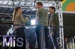 04.06.2025, Fussball UEFA Nations League 2024/25,  Halbfinale, Deutschland - Portugal, in der Allianz-Arena Mnchen. Nach dem Spiel ist Trainer Julian Nagelsmann (Deutschland) beim DAZN-Interview zu Gast, v.li: Moderatorin Laura Wontorra, Trainer Julian Nagelsmann (Deutschland), Michael Ballack.
