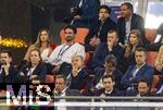 04.06.2025, Fussball UEFA Nations League 2024/25,  Halbfinale, Deutschland - Portugal, in der Allianz-Arena Mnchen. Ehrentribne, mit Ex-Nationalspieler Mats Hummels (oben mitte) mit Freundin Nicola Cavanis. oben rechts: Lothar Matthus mit Begleitung Theresa Sommer,    