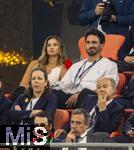 04.06.2025, Fussball UEFA Nations League 2024/25,  Halbfinale, Deutschland - Portugal, in der Allianz-Arena Mnchen. Ehrentribne, mit Ex-Nationalspieler Mats Hummels mit Freundin Nicola Cavanis (li).