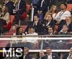 04.06.2025, Fussball UEFA Nations League 2024/25,  Halbfinale, Deutschland - Portugal, in der Allianz-Arena Mnchen. Ehrentribne, mit Ex-Nationalspieler Mats Hummels (oben re) mit Freundin Nicola Cavanis. unten links: Jamal Musiala (FC Bayern Mnchen) mit seiner Schwester Latisha.  