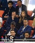 04.06.2025, Fussball UEFA Nations League 2024/25,  Halbfinale, Deutschland - Portugal, in der Allianz-Arena Mnchen. Ehrentribne, mit Ex-Nationalspieler Lothar Matthus mit Begleitung Theresa Sommer,     