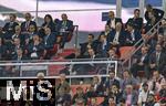 04.06.2025, Fussball UEFA Nations League 2024/25,  Halbfinale, Deutschland - Portugal, in der Allianz-Arena Mnchen. Ehrentribne, mit Geschftsfhrer Hans-Joachim Watzke (Borussia Dortmund), Ex-Vorstandsvorsitzender Karl-Heinz Rummenigge (FC Bayern Mnchen), Marcel Reif, Kathleen Krger, 