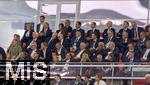 04.06.2025, Fussball UEFA Nations League 2024/25,  Halbfinale, Deutschland - Portugal, in der Allianz-Arena Mnchen. Ehrentribne mit UEFA Prsident Aleksander Ceferin, DFB Prsident Bernd Neuendorf (Deutschland), Geschftsfhrer Hans-Joachim Watzke (Borussia Dortmund), Ex-Vorstandsvorsitzender Karl-Heinz Rummenigge (FC Bayern Mnchen), 