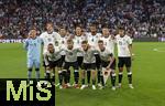 04.06.2025, Fussball UEFA Nations League 2024/25,  Halbfinale, Deutschland - Portugal, in der Allianz-Arena Mnchen. Mannschaftsfoto, hi.vli: Torwart Marc Andre ter-Stegen (Deutschland), Nick Woltemade (Deutschland), Leon Goretzka (Deutschland), Robin Koch (Deutschland), Jonathan Tah (Deutschland), Waldemar Anton (Deutschland), Aleksandar Pavlovic (Deutschland), vorne v.li: Leroy Sane (Deutschland), Maximilian Mittelstdt (Deutschland), Florian Wirtz (Deutschland), Josua Kimmich (Deutschland) 
