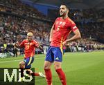 05.06.2025, Fussball UEFA Nations League 2024/25,  Halbfinale, Spanien - Frankreich, in der MHP-Arena Stuttgart, Mikel Merino (Spanien) jubelt mit Lamine Yamal (Spanien) .