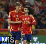 05.06.2025, Fussball UEFA Nations League 2024/25,  Halbfinale, Spanien - Frankreich, in der MHP-Arena Stuttgart, v.l. Dean Huijsen (Spanien) und Marc Cucurella (Spanien) 
