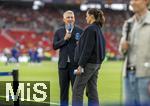 05.06.2025, Fussball UEFA Nations League 2024/25,  Halbfinale, Spanien - Frankreich, in der MHP-Arena Stuttgart, Experte am TV-Mikrofon: Bastian Schweinsteiger (li, ARD) mit Esther Sedlaczek.