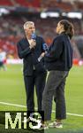 05.06.2025, Fussball UEFA Nations League 2024/25,  Halbfinale, Spanien - Frankreich, in der MHP-Arena Stuttgart, Experte am TV-Mikrofon: Bastian Schweinsteiger (li, ARD) mit Esther Sedlaczek.