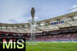 05.06.2025, Fussball UEFA Nations League 2024/25,  Halbfinale, Spanien - Frankreich, in der MHP-Arena Stuttgart,  Der Pokal (Nations-League-Pokal) steht im Stadion bereit. 