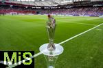05.06.2025, Fussball UEFA Nations League 2024/25,  Halbfinale, Spanien - Frankreich, in der MHP-Arena Stuttgart,  Der Pokal (Nations-League-Pokal) steht im Stadion bereit.  