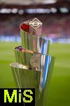 05.06.2025, Fussball UEFA Nations League 2024/25,  Halbfinale, Spanien - Frankreich, in der MHP-Arena Stuttgart,  Der Pokal (Nations-League-Pokal) steht im Stadion bereit. Detail 