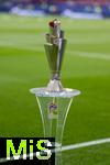 05.06.2025, Fussball UEFA Nations League 2024/25,  Halbfinale, Spanien - Frankreich, in der MHP-Arena Stuttgart,  Der Pokal (Nations-League-Pokal) steht im Stadion bereit. 