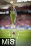 05.06.2025, Fussball UEFA Nations League 2024/25,  Halbfinale, Spanien - Frankreich, in der MHP-Arena Stuttgart,  Der Pokal (Nations-League-Pokal) steht im Stadion bereit. 