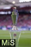 05.06.2025, Fussball UEFA Nations League 2024/25,  Halbfinale, Spanien - Frankreich, in der MHP-Arena Stuttgart,  Der Pokal (Nations-League-Pokal) steht im Stadion bereit. 