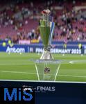 05.06.2025, Fussball UEFA Nations League 2024/25,  Halbfinale, Spanien - Frankreich, in der MHP-Arena Stuttgart,  Der Pokal (Nations-League-Pokal) steht im Stadion bereit.  