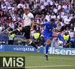 08.06.2025, Fussball UEFA Nations League 2024/25,  Spiel um Platz 3, Deutschland - Frankreich, in der MHP-Arena Stuttgart, v.l. Josua Kimmich (Deutschland) gegen Kylian Mbappe (Frankreich) 